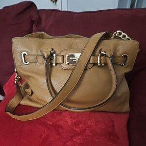 Michael Kors Hamilton Caramel Leather Crossbody Satchel